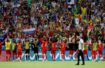 المنتخب البلجيكي بعد التأهل للدور نصف النهائي لكأس العالم