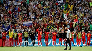 المنتخب البلجيكي بعد التأهل للدور نصف النهائي لكأس العالم