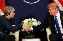 Donald Trump and Theresa May in Davos, Switzerland on January 25, 2018.