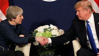 Donald Trump and Theresa May in Davos, Switzerland on January 25, 2018.