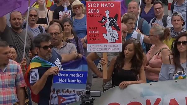 Brussels protesters demonstrate against Trump visit Brussels protesters demonstrate against Trump visit
