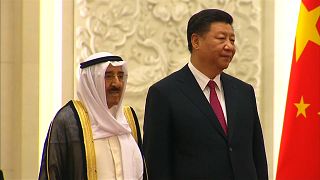 الرئيس الصيني مع الشيخ صباح الأحمد