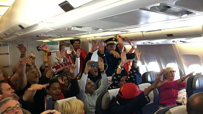 Belgian fans raise the roof on flight to World Cup game in St Petersburg