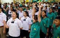 В тайской школе встречают спасённых мальчиков