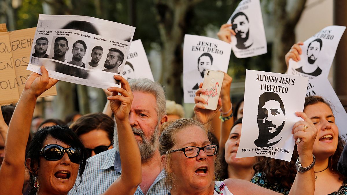 Spaniards protest the release on bail of 5 men known as the "Wolf Pack"