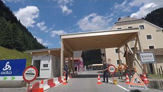 Temporäre Kontrollstation an der österreichischen Grenze (Brenner)