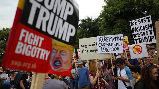 تظاهرات همزمان با ورود دونالد ترامپ به لندن
