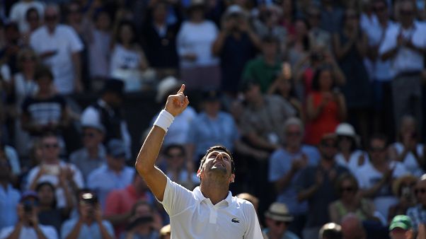 Djokovic celebrando su victoria Djokovic celebrando su victoria