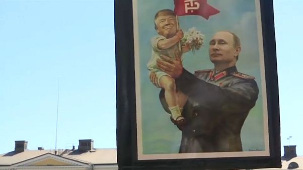 Protestas en Helsinki contra Putin y Trump Protestas en Helsinki contra Putin y Trump