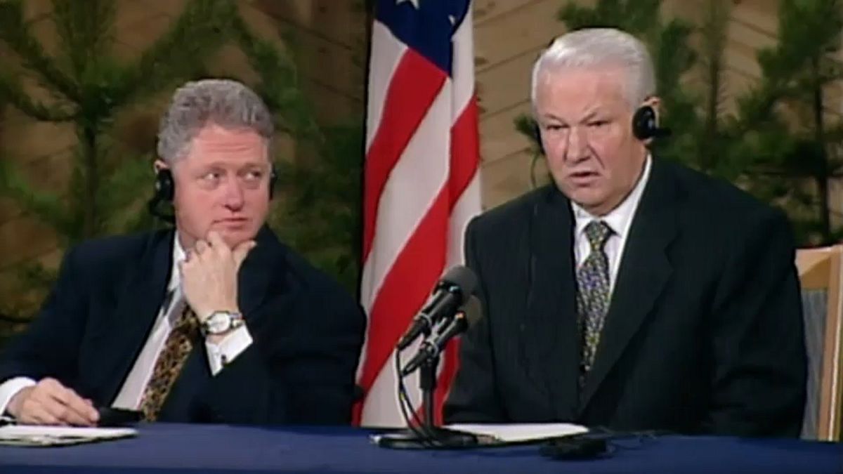 Bill Clinton et Boris Eltsine en mars 1997 à Helsinki