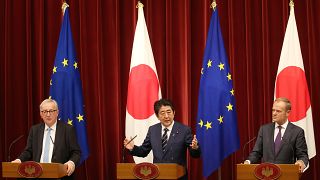 Az EU vezetői és Shinzo Abe japán kormányfő Tokióban