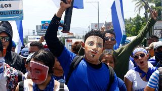 Demonstrators against President Ortega in Managua, Nicaragua