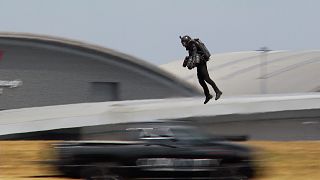 Real-life 'Iron Man' launches at airshow, days after £340k flying jet suit goes on sale