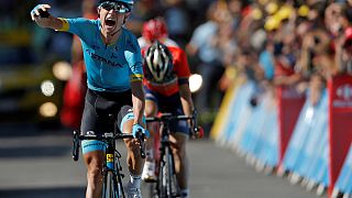 Magnus Cort Nielsen célébre sa victoire d'étape sur le Tour de France