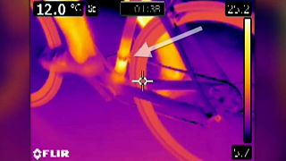 Image d'un vélo avec moteur obtenue par caméra thermique