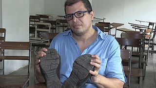 This university professor needs four months wages to repair his shoes