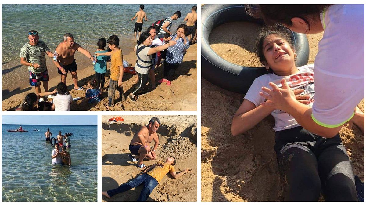 En imágenes: turistas ayudan a refugiados llegados a una playa italiana