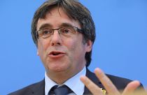 زعيم إقليم قطالونيا السابق كارلس بودجمون خلال مؤتمر صحفي في برلين