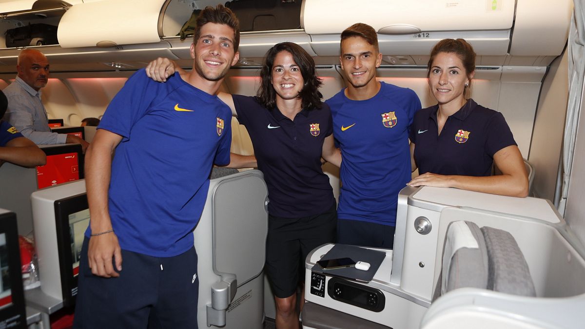FC Barcelona’s first mixed flight triggers uproar over men and women's seating arrangements