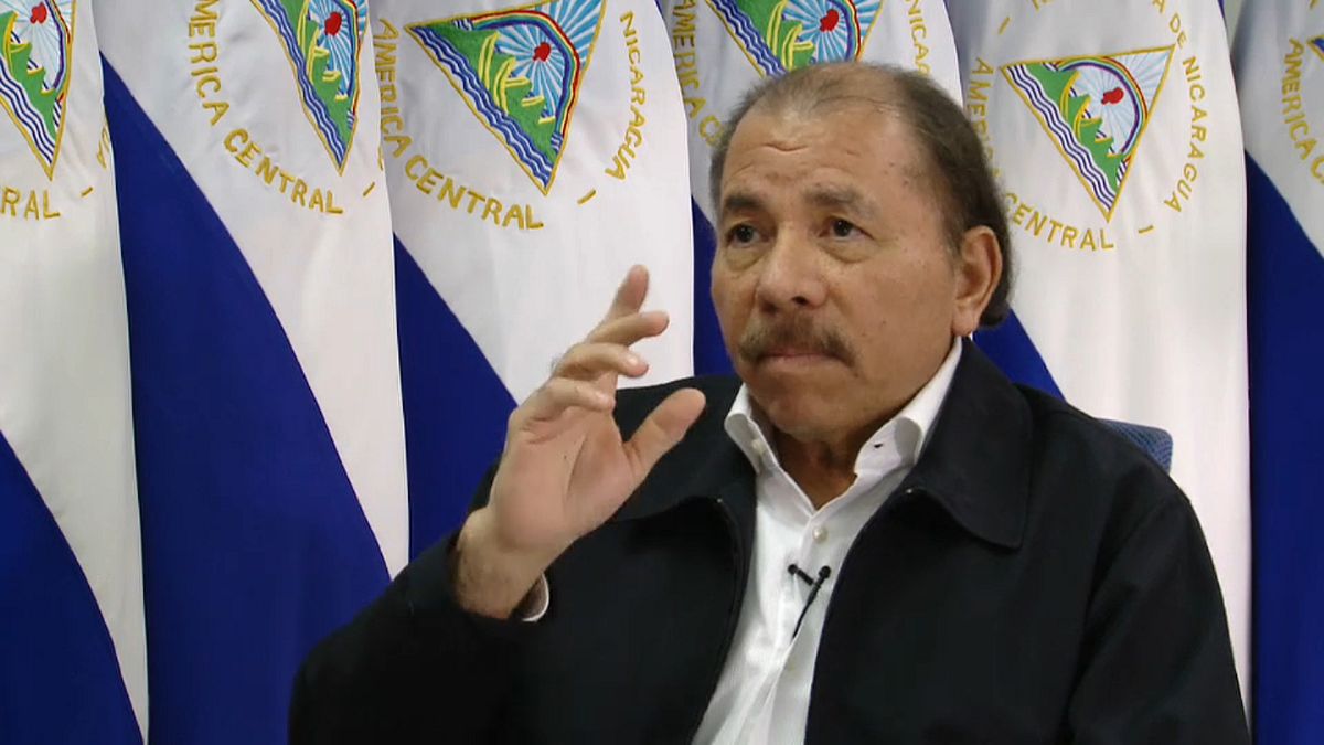 Presidente da Nicarágua, Daniel Ortega em entrevista à Euronews