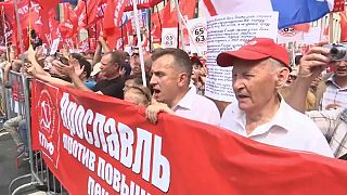 A nyugdíjkorhatár emelése ellen tüntettek Oroszország-szerte
