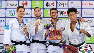 Die vier Medaillengewinner der Judo-Wertung bis 81kg