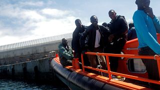 Rescued migrants arrive at the port of Tarifa, Spain, July 28, 2018.