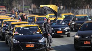 Los taxistas chilenos protestan contra la "Ley Uber"
