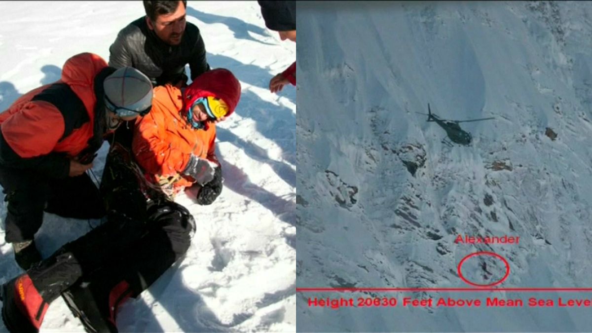 شاهد: إنقاذ متزلج روسي علق ستة أيام فوق قمة جبل في باكستان