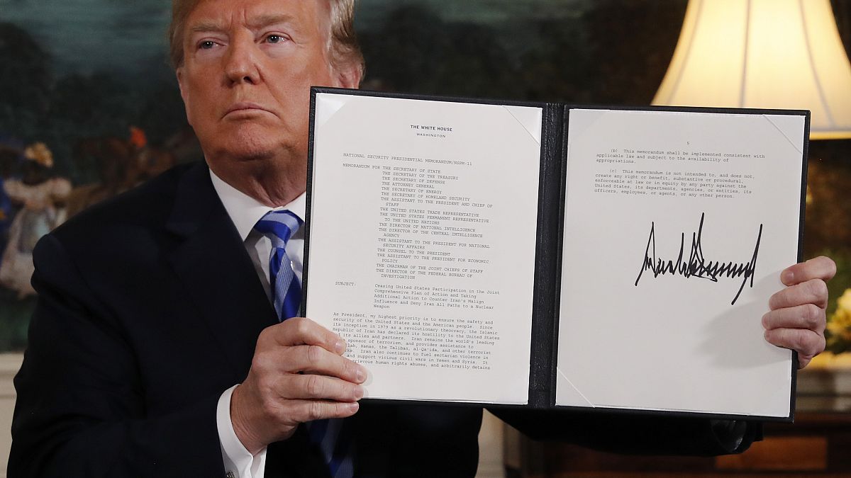 President Trump orders the US withdrawal from the Iran nuclear deal, May 8 