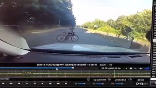 DRIVER MISSES HITTING A CHLID