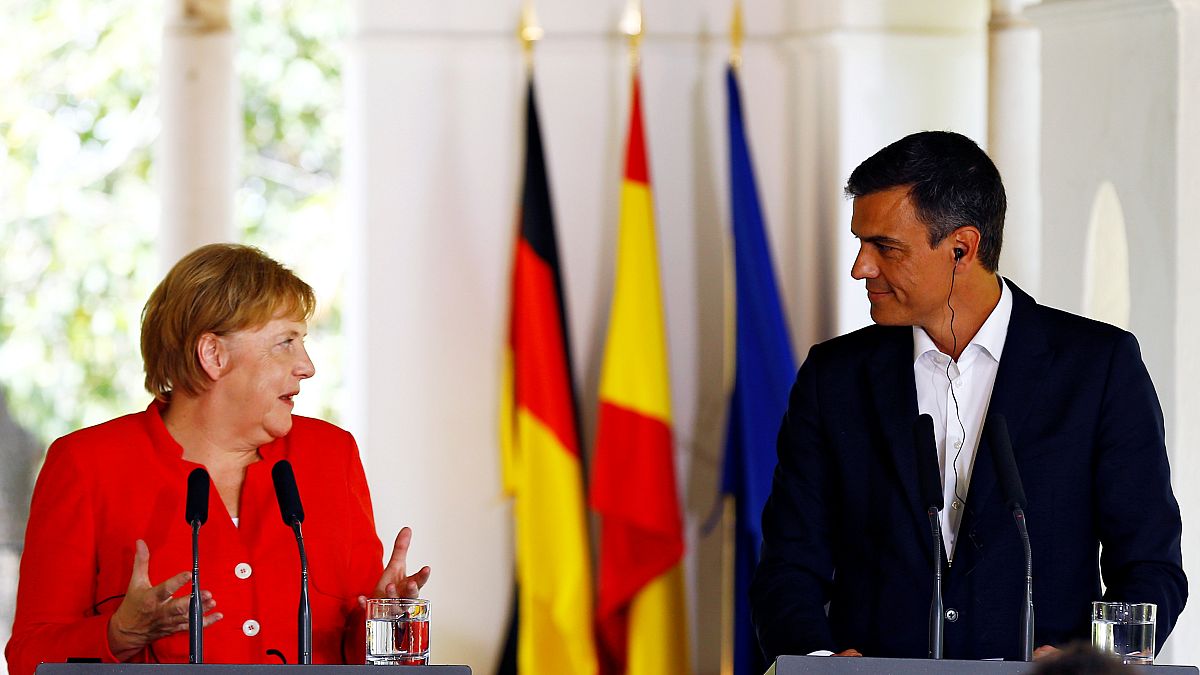 Merkel und Sanchéz bei ihrem Treffen in Südspanien