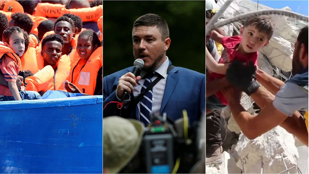 Live: Migrants marooned; US far-right rally; and children killed in Syria blast