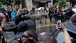 Counter-protesters clash with police in Washington, DC.