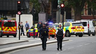 أفراد من الشرطة في محيط مبنى البرلمان البريطاني بعد الحادث