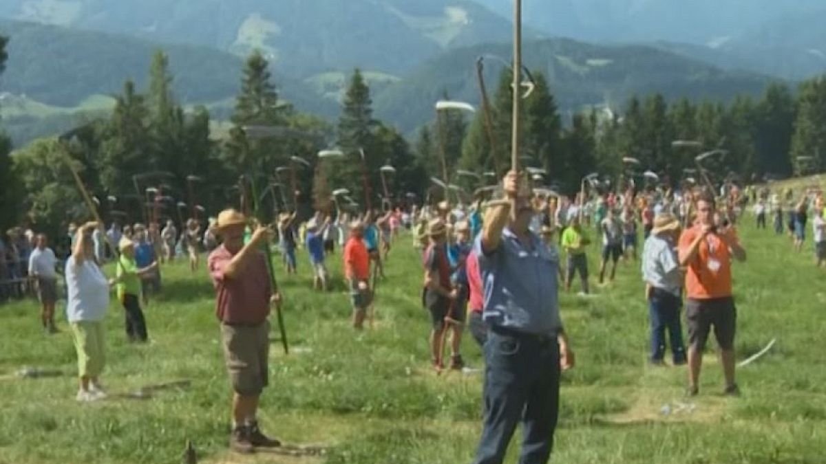 Watch: Slovenians gather to set Guinness World Record in scything