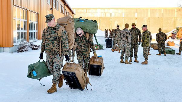 Infantes de marina estadounidenses llegan a Stjordal, Noruega en 2017. Infantes de marina estadounidenses llegan a Stjordal, Noruega en 2017.