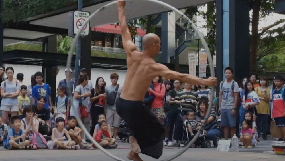 Watch: Taiwan's spinning acrobatic artist