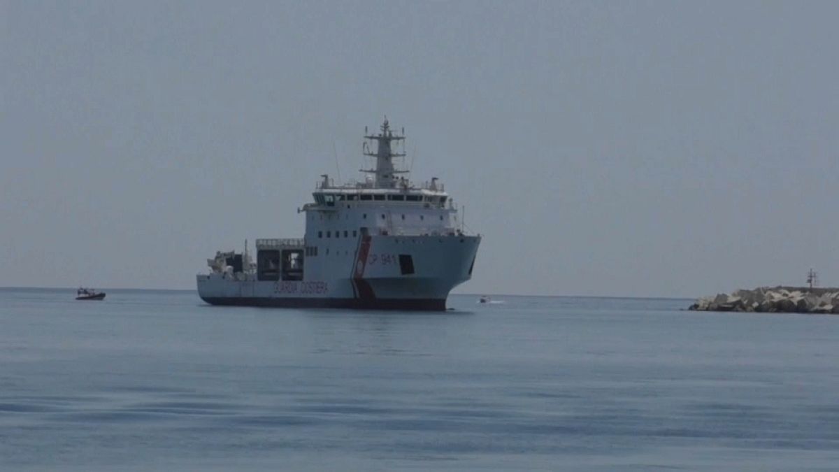 Italian coastguard ship with rescued migrants to dock in Sicily