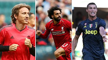 Os estreantes Modric e Salah diante do favorito Cristiano Ronaldo