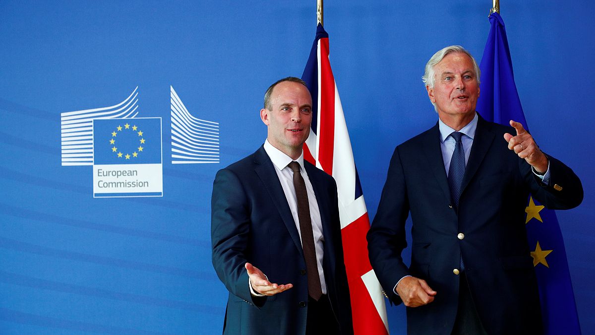 UK Brexit Secretary Dominic Raab and EU's Chief Negotiator Michel Barnier 