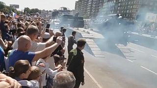 Watch: Russian vintage military tank topples at parade