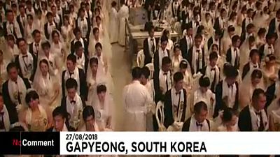 Güney Kore'de toplu nikah töreni: 4 bin çift dünya evine girdi