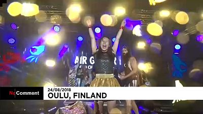 Japanese performer rocks out to win air guitar world championship