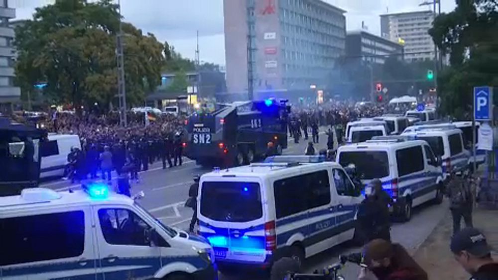 Thousands of far-right protesters gather in east German city