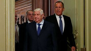 Syrian Foreign Minister al-Moualem and Russian Foreign Minister Lavrov