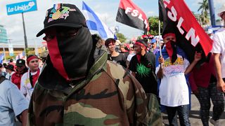 Simpatizantes de Daniel Ortega en una marcha de apoyo al presidente.