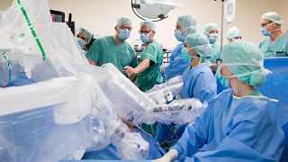 Jens Spahn visits a hospital in Hamburg, Germany on August 24, 2018