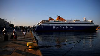 24-hour strike of Greek seamen at the port of Piraeus