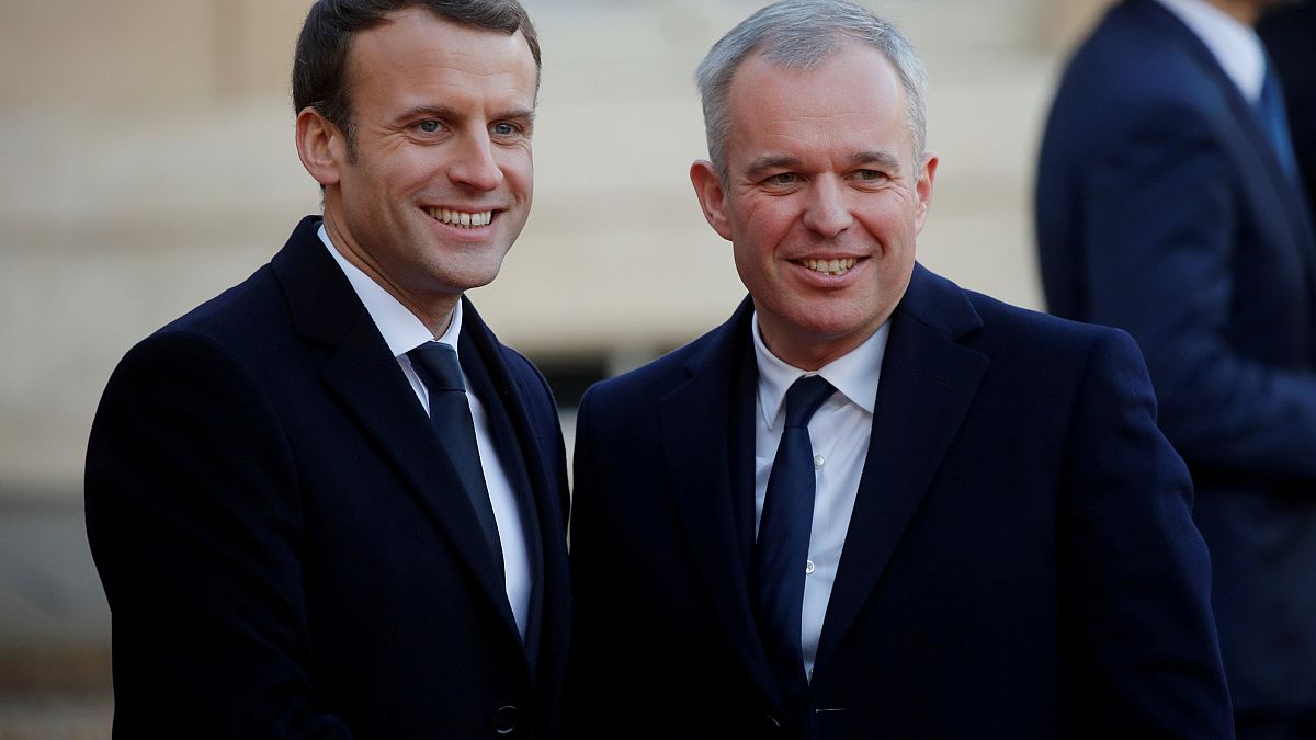 Macron yeni Çevre Bakanı François de Rugy ile birlikte.
